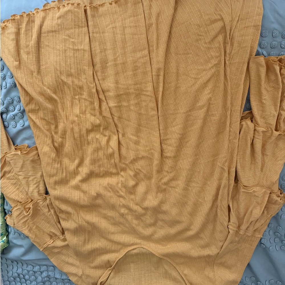 Free People Long Sleeve Dress in Mustard